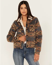 Rock & Roll Denim Women's Southwestern Print Sherpa Jacket
