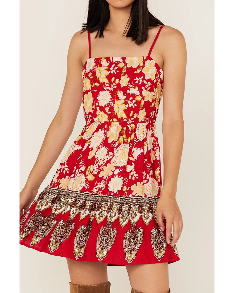 Band of the Free Women's Love Is All Around Floral Print Sleeveless Mini Dress