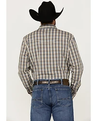 Blue Ranchwear Men's Pradera Plaid Print Long Sleeve Pearl Snap Western Shirt