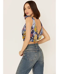 Free People Women's Weekend Montauk Floral Print Cropped Tank Top