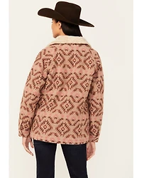 Shyanne Women's Southwestern Print Blanket Sherpa Lined Jacket