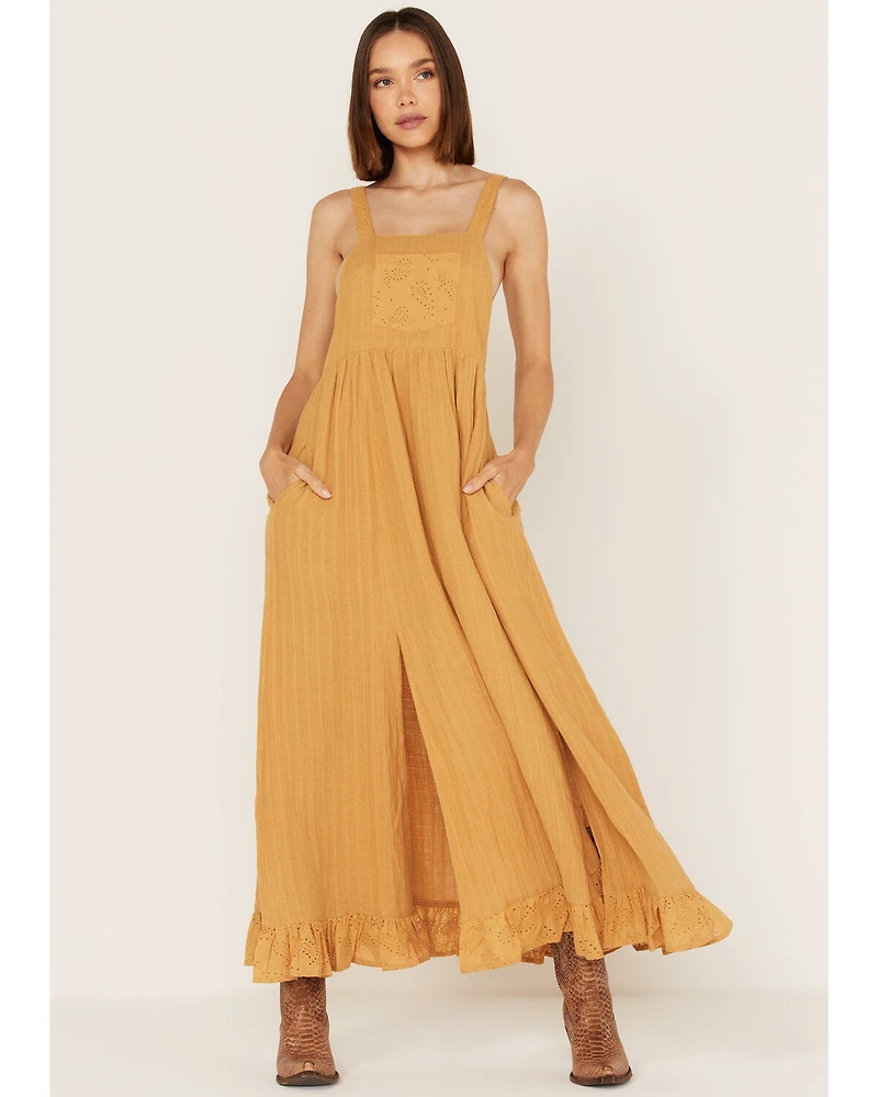 Cleo + Wolf Women's Textured Paisley Eyelet Lace Overall Maxi Dress