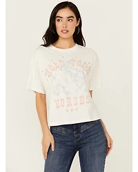 Youth Revolt Women's Rhinestone Hold Your Horses Short Sleeve Graphic Tee