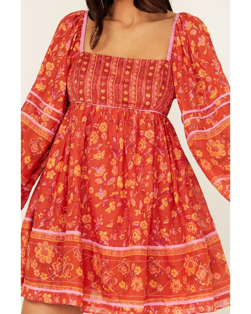 Free People Women's Border Endless Afternoon Long Sleeves Mini Dress