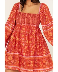 Free People Women's Border Endless Afternoon Long Sleeves Mini Dress