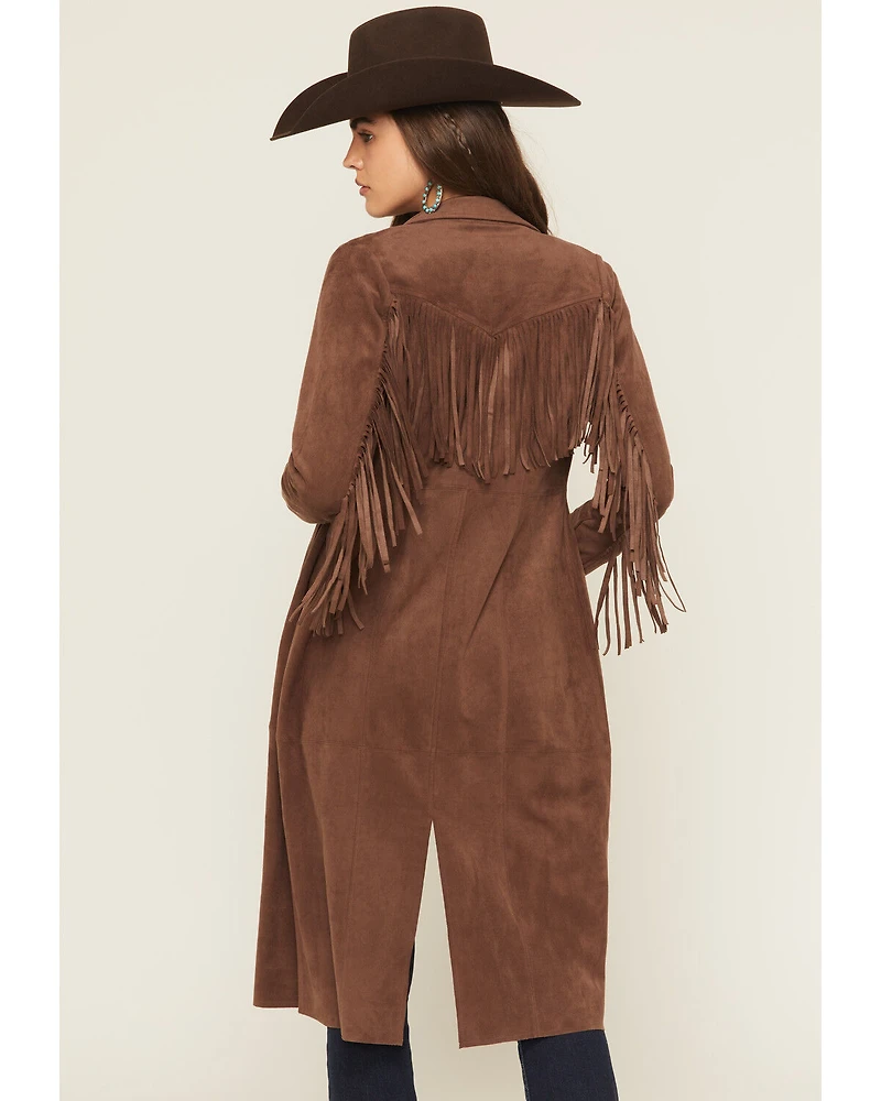 Shyanne Women's Faux Suede Fringe Trench Coat