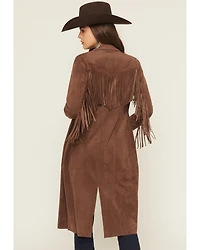 Shyanne Women's Faux Suede Fringe Trench Coat