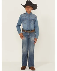 Cody James Boys' Newman Medium Wash Relaxed Bootcut Comfort Stretch Denim Jeans
