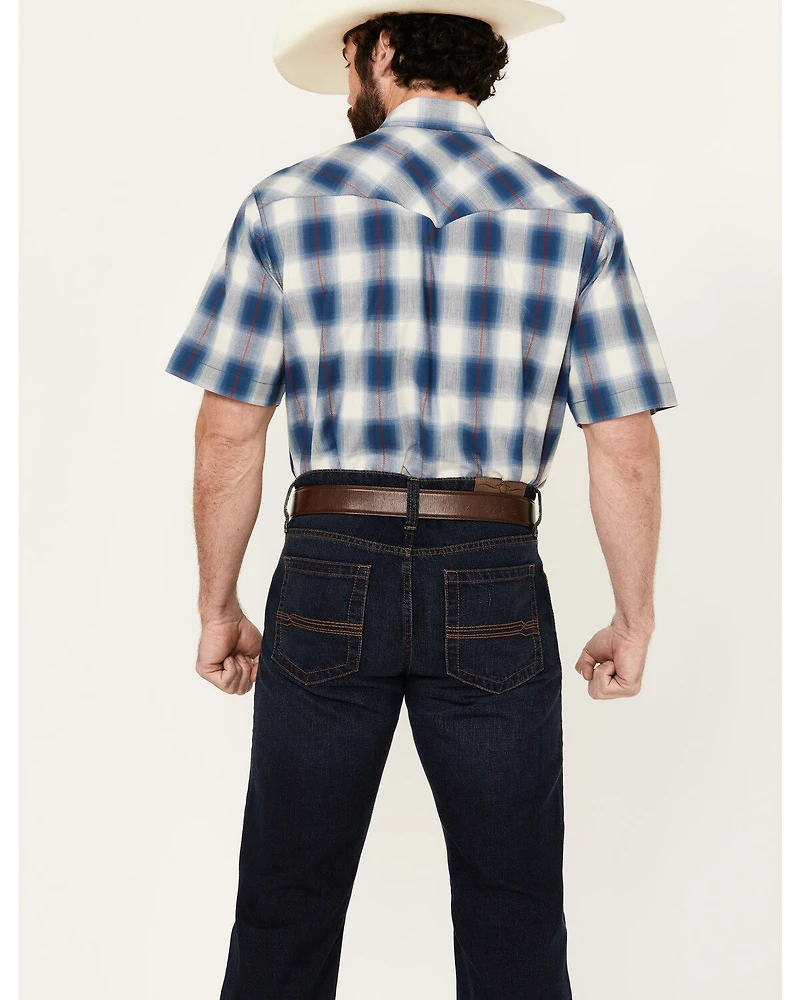 Roper Men's West Made Plaid Print Short Sleeve Snap Western Shirt