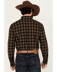 Blue Ranchwear Men's Cedar Plaid Print Long Sleeve Snap Western Shirt