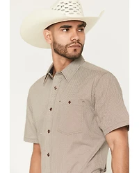 RANK 45® Men's Canyon Echo Micro Geo Print Short Sleeve Button-Down Stretch Western Shirt
