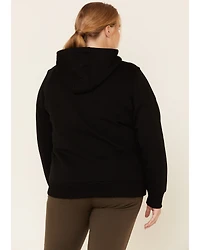 Carhartt Women's Black Clarksburg Sleeve Logo Hooded Sweatshirt - Plus