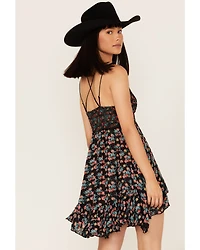 Free People Women's Adella Floral Print Sleeveless Slip Mini Dress