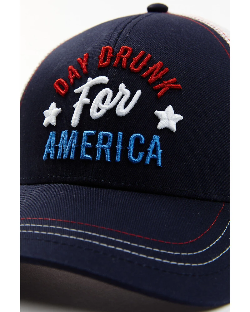 Shyanne Women's Day Drunk For America Embroidered Mesh-Back Ball Cap