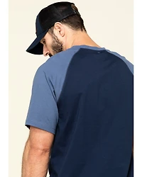 Hawx Men's Navy Midland Short Sleeve Baseball Work T-Shirt - Tall