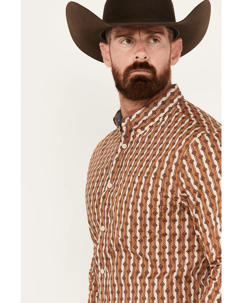 RANK 45® Men's Manvel Southwestern Print Long Sleeve Button-Down Stretch Western Shirt