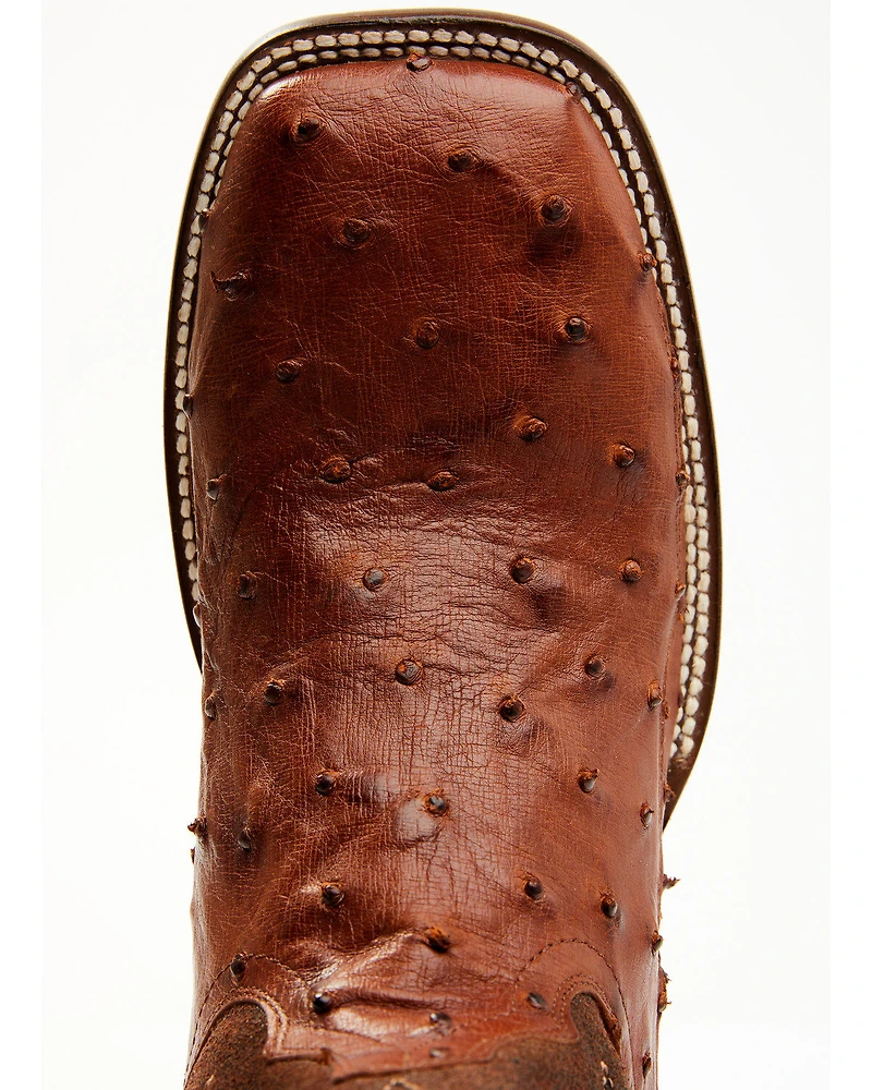 Cody James Men's Brandy Genuine Ostrich Exotic Western Boots - Broad Square Toe