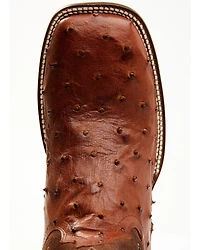 Cody James Men's Brandy Genuine Ostrich Exotic Western Boots - Broad Square Toe