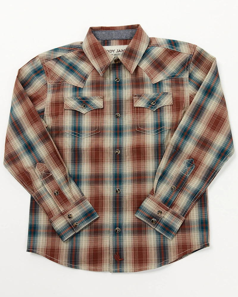 Cody James Toddler Boys' Ricardo Plaid Print Long Sleeve Snap Western Shirt