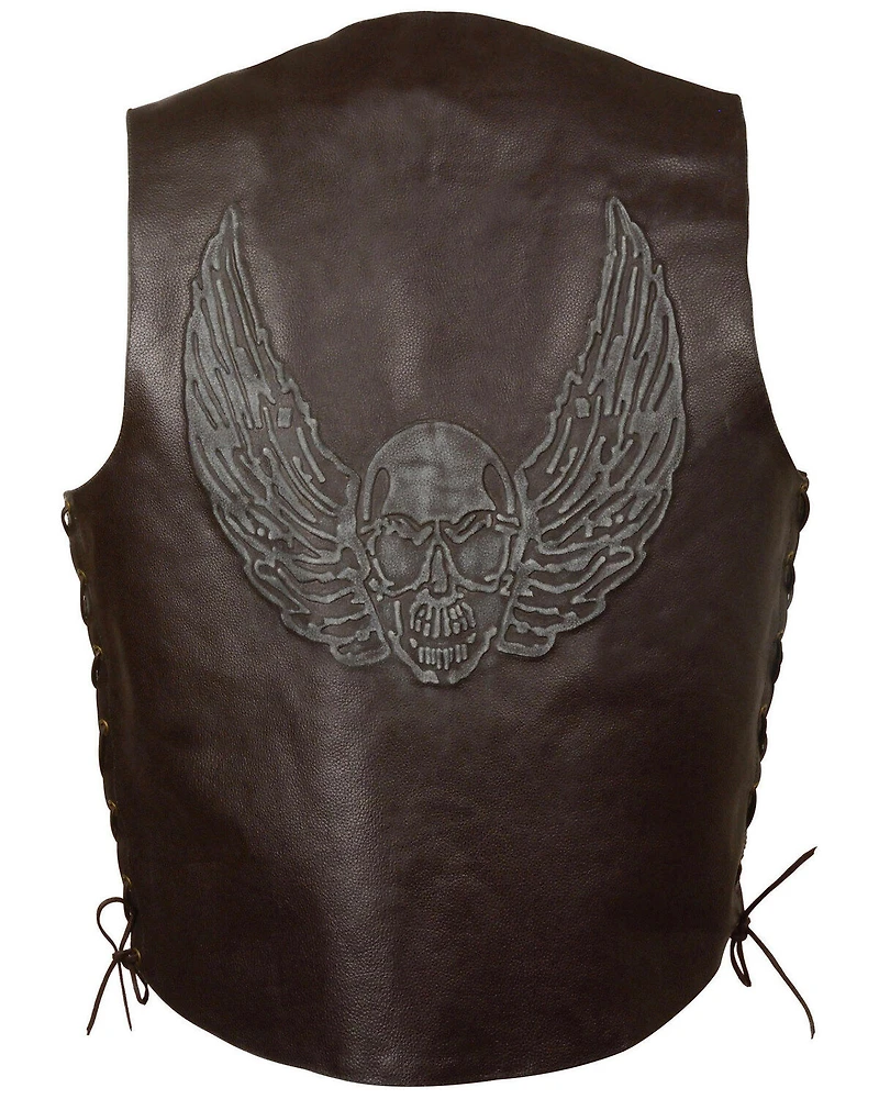 Milwaukee Leather Men's Side Lace Skull & Wings Vest - 5X
