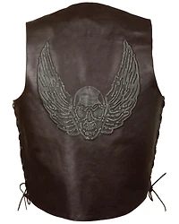 Milwaukee Leather Men's Side Lace Skull & Wings Vest - 5X