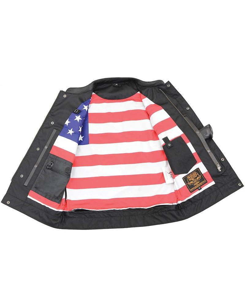 Milwaukee Leather Men's Old Glory Laced Arm Hole Concealed Carry Vest