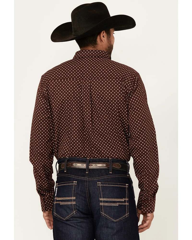 Cody James Men's Big Deal Geo Print Long Sleeve Button-Down Stretch Western Shirt