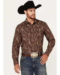 Cody James Men's Leo Paisley Print Long Sleeve Snap Western Shirt
