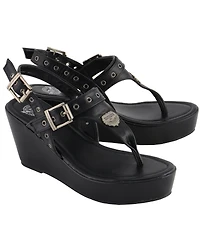 Milwaukee Leather Women's Buckle Strap Wedge Sandals