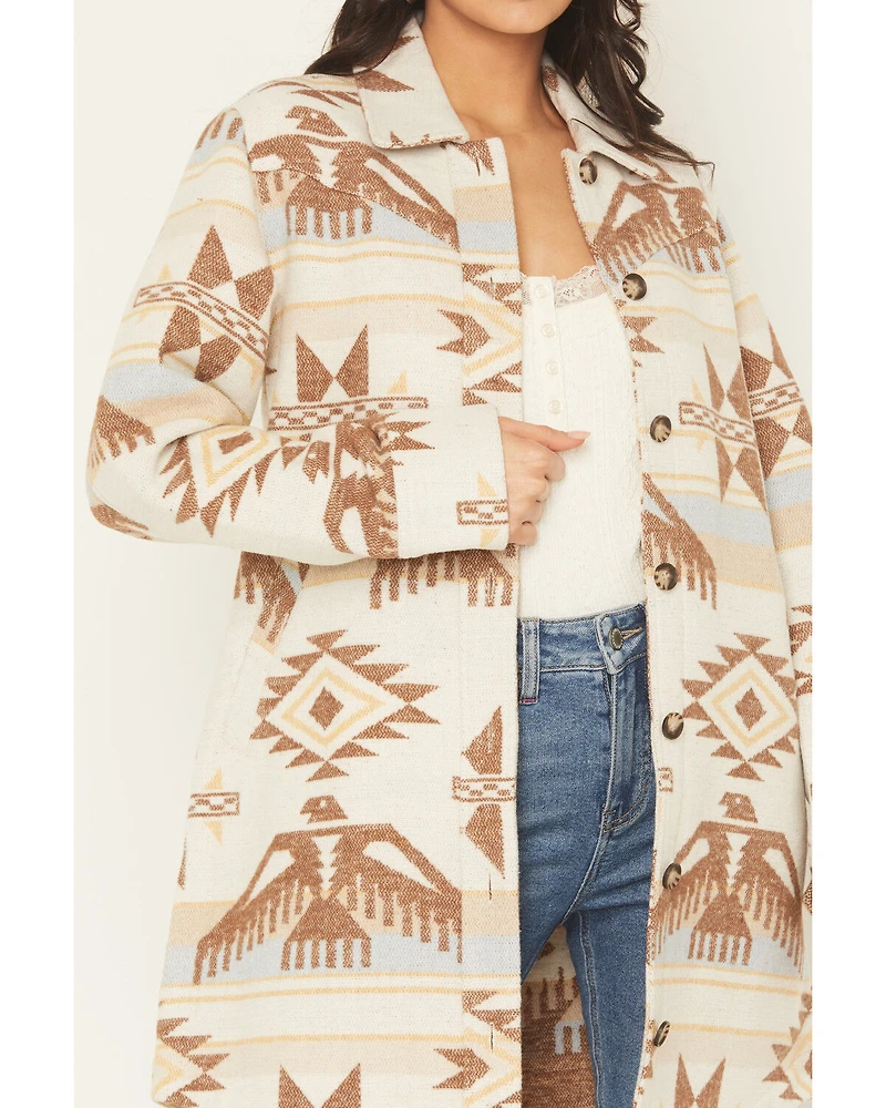 Idyllwind Women's Mcain Southwestern Print Button-Down Long Shacket