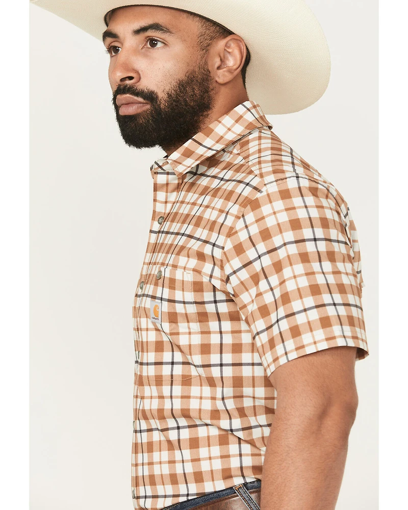Carhartt Men's Force® Sun Defender™ Relaxed Fit Lightweight Plaid Print Short Sleeve Button-Down Work Shirt