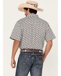 RANK 45® Men's Angus Geo Print Short Sleeve Button-Down Stretch Western Shirt