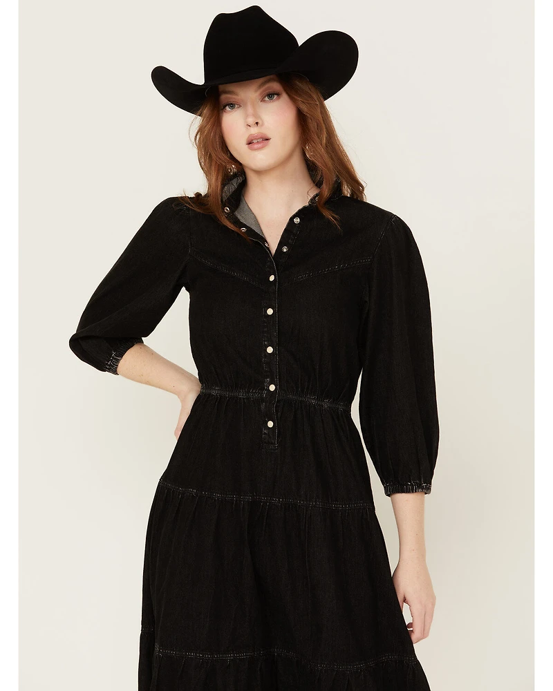 Driftwood Women's Long Sleeve Denim Midi Dress