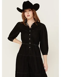 Driftwood Women's Long Sleeve Denim Midi Dress