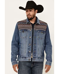 Cody James Men's Gaucho Southwestern Print Yoke Stretch Denim Jacket