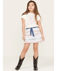 Shyanne Girls' Printed Skirt Set - with Graphic Tee