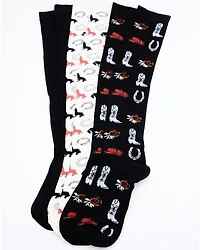 Shyanne Women's Cowgirl Gear Knee High Socks - 3 Pack
