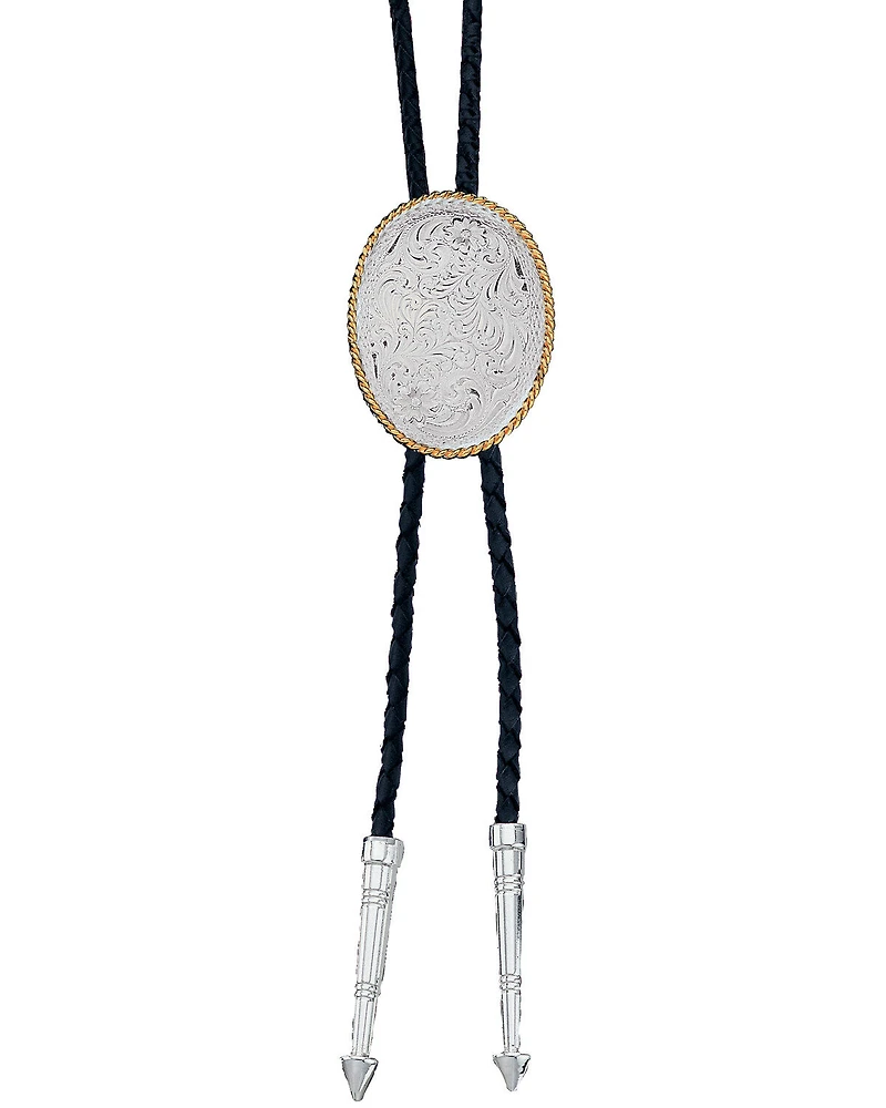 Montana Silversmiths Men's Engraved Silver Bolo Tie