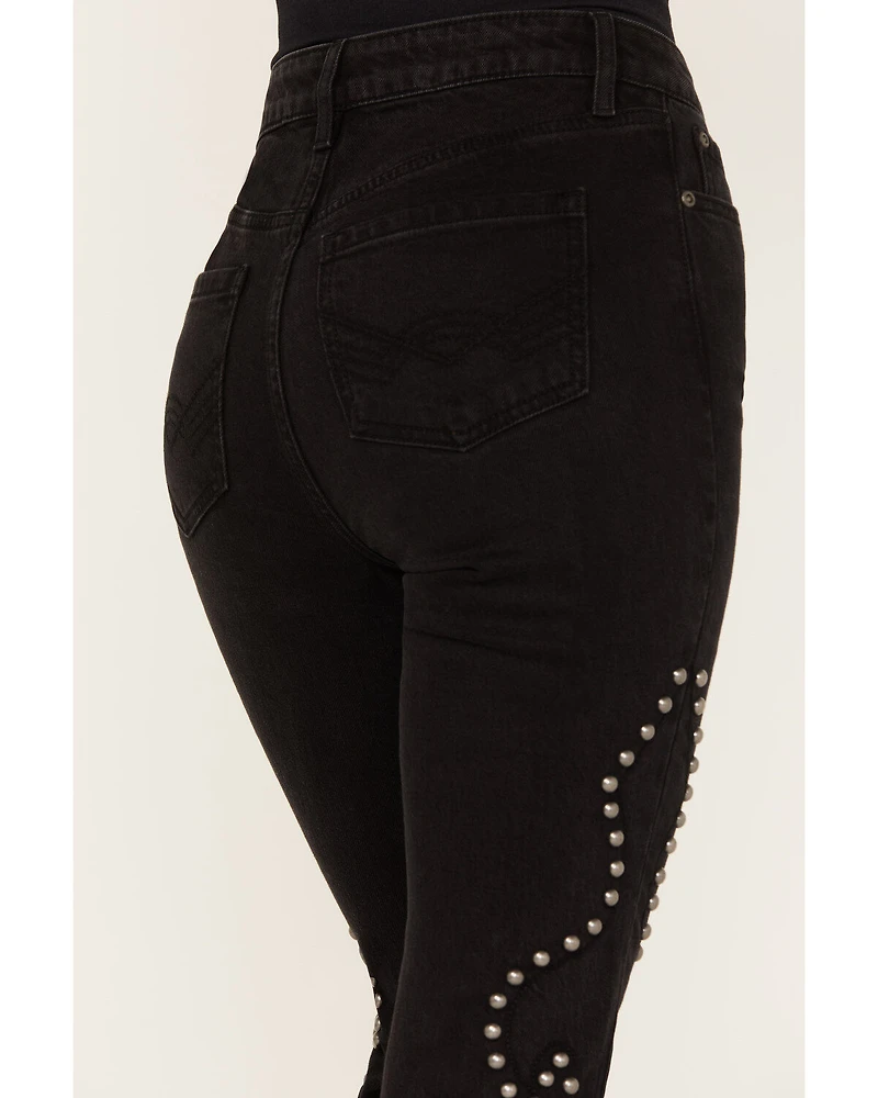 Idyllwind Women's Alameda High Risin Studded Stretch Flare Jeans
