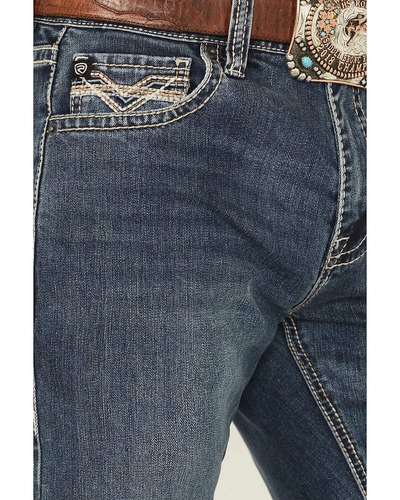 Rock & Roll Denim Men's Medium Wash Double Barrel Relaxed Bootcut Stretch Jeans