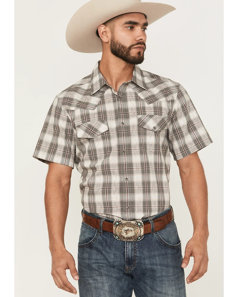 Gibson Trading Co Men's Starlink Plaid Print Short Sleeve Snap Western Shirt