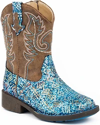 Roper Toddler Girls' Glitter Southwestern Western Boots - Square Toe