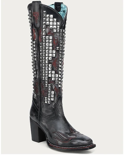 Corral Women's Studded Embroidery Tall Western Boots - Square Toe