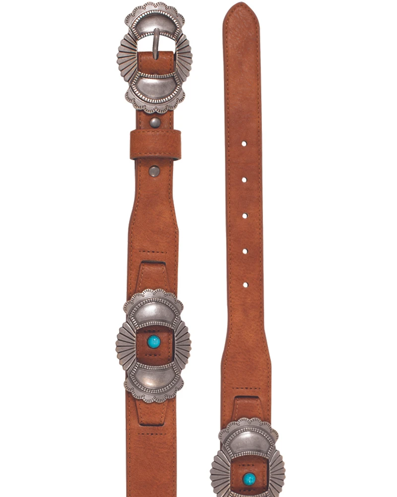Catchfly Women's Concho and Stone Leather Belt