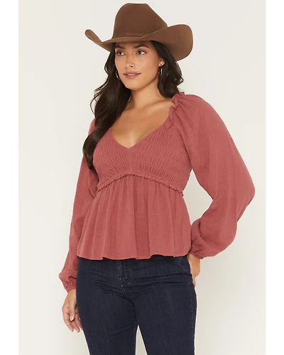 Yura Women's Long Sleeve Smocked Top