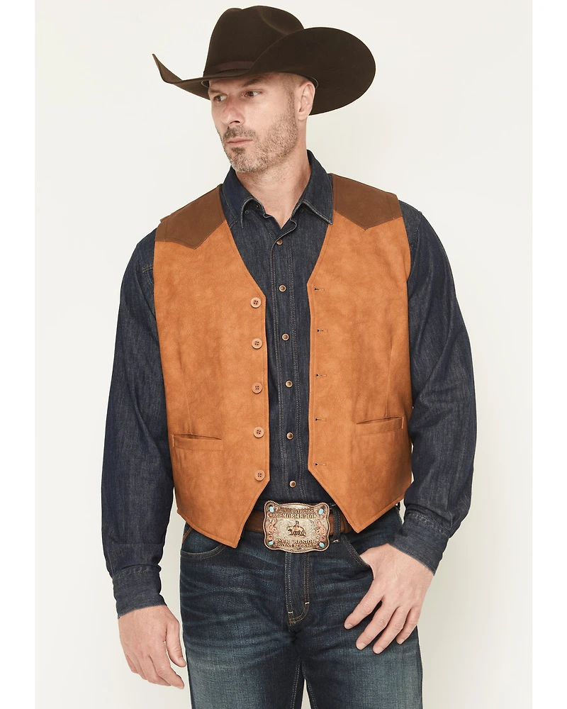 Cody James Men's Buckaroo Colorblock Faux Leather Button-Down Vest