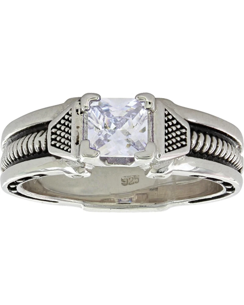 Montana Silversmiths Women's Silver Single Stone Horseshoe Nail Ring