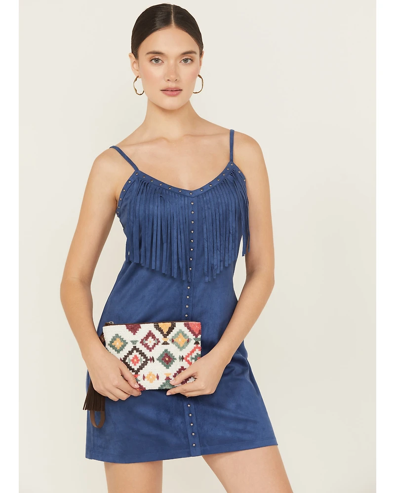 Shyanne Women's Seraphina Southwestern Print Seed Beed Clutch