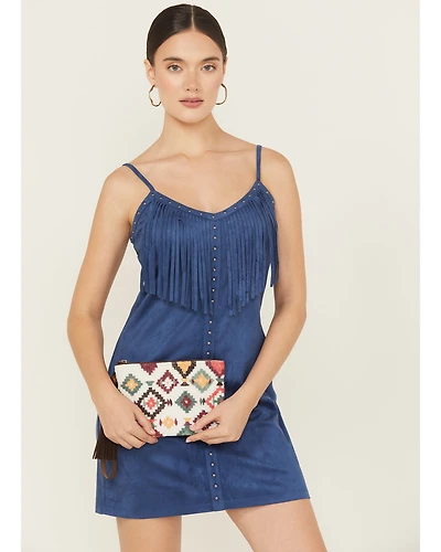 Shyanne Women's Seraphina Southwestern Print Seed Beed Clutch
