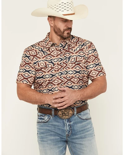 RANK 45® Men's Willow Creek Southwestern Print Short Sleeve Snap Performance Western Shirt